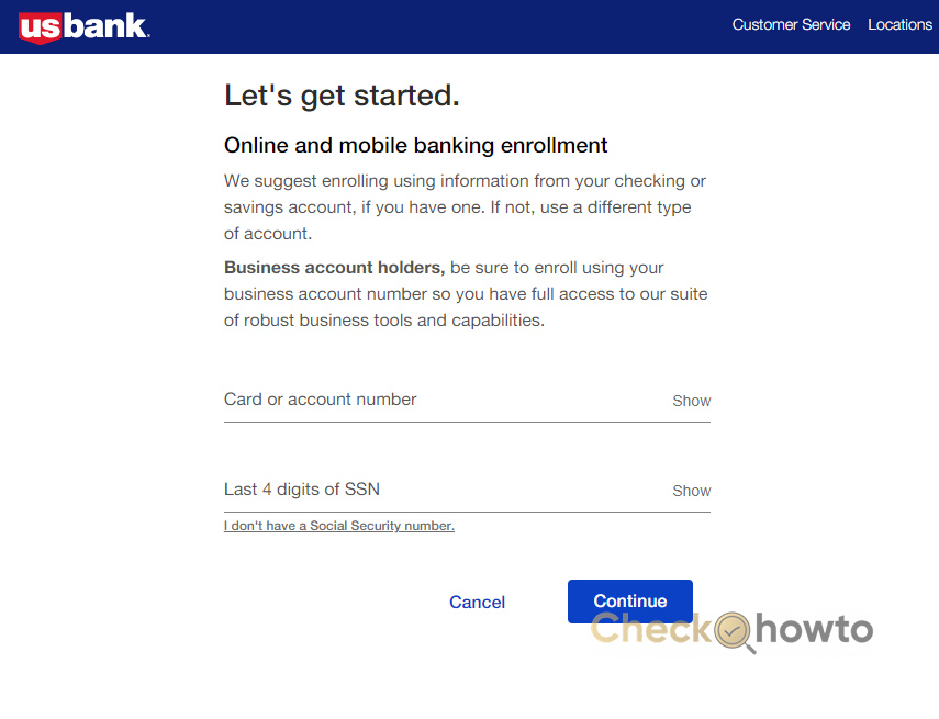 Online Banking for US Bank - Enroll and Login