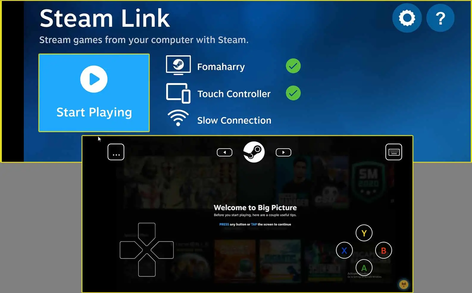 Start Playing Games with Steam Link