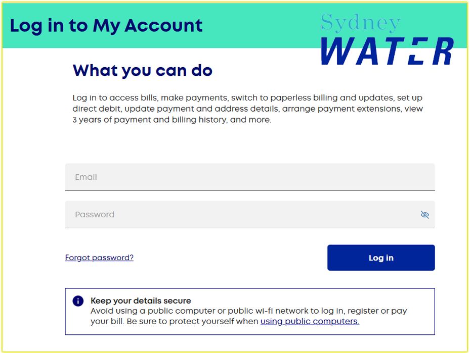How I Login to My Sydney Water Account