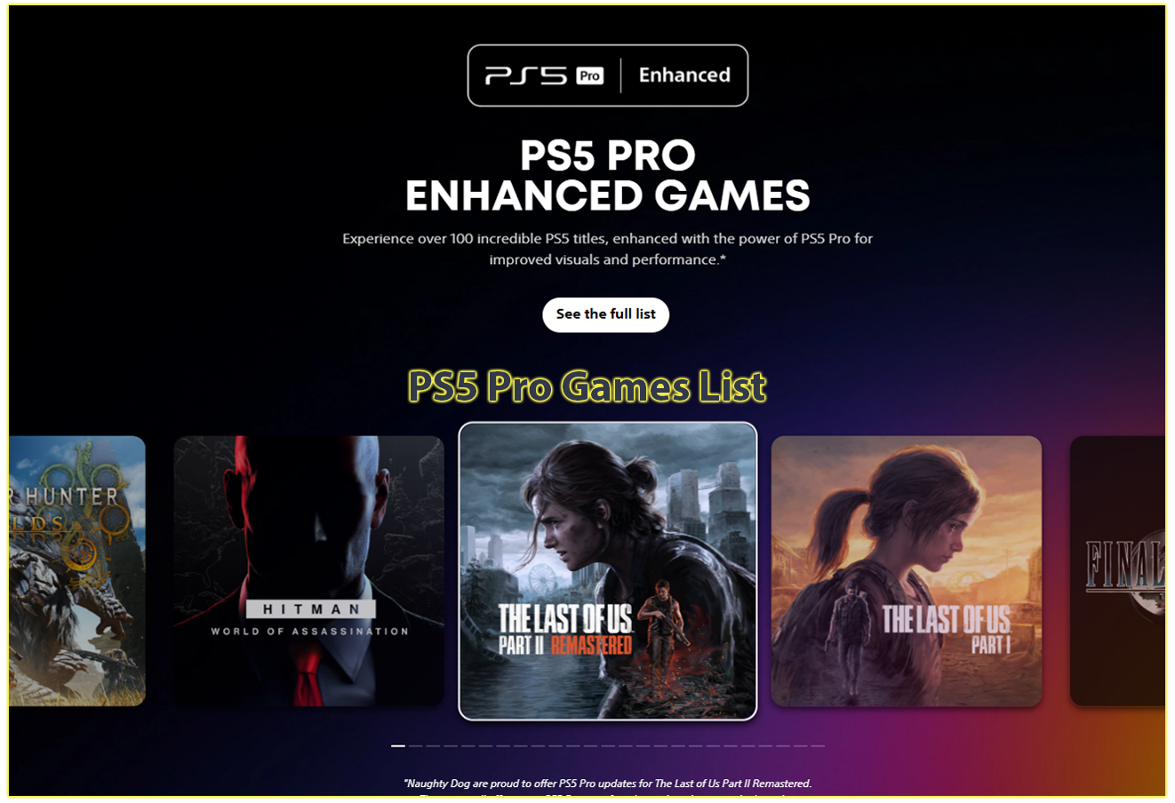 PS5 Pro Games List: all of the PS5 Pro Enhanced Gaming Titles